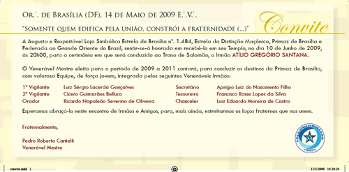 Convite Solene de Posse da Diretoria (2009)